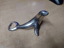 Vintage Flaschenöffner Robbe Metall Seehund silber Made in W-Germany BMF Sammler