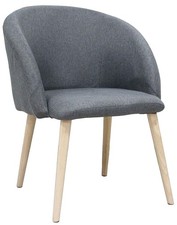 B-Ware Polsterstuhl Esszimmerstuhl Küchenstuhl mit Armlehne Stoffbezug rund grau