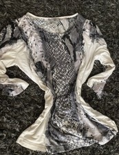 Tunika , Gr M , Neuzustand, Art & Colour, Weiß-grau Leo