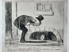 DAUMIER/CHARIVARI  1856  LES SOUS-SOLS   Orginal-Lithographie   RAR !