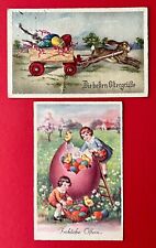 2 x Glückwunsch AK OSTERN 1939/40 Osterhase und Kinder mit Riesenei     ( 154490