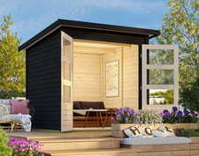 Gartenhaus Holz 19mm Gerätehaus Stockach 2 schwarz 186x186cm +LAGERABVERKAUF+