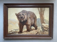 Bär öl auf tafel signiert - Öl,