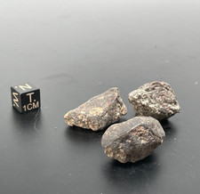 Meteorit NWA 869, 3 Stück, 25 Gramm, Steinmeteorit, primäre Schmelzkruste, IMCA