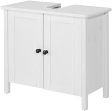 WELLTIME Sylt Waschbeckenunterschrank aus Kiefernholz weiß  Badschrank Badmöbel