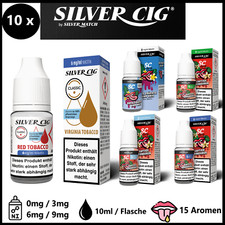 10x 10ml E Liquid Silver Cig Premium E-Liquid E-Zigarette 3mg 6mg 9mg Nikotin