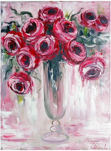 ölbild rosen rot vase - xl,