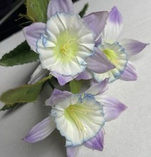 Lila Weiß Blüten Seidenblumen Kunstblumen Künstliche Blumen - 3 Stück