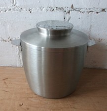 Eiskübel aus Edelstahl, Vintage Mid Century Design. Gebürsteter Stahl