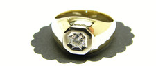 Herren Diamant Solitär  Ring 585 Bicolor Gold 14 Karat Diamantring Größe 60