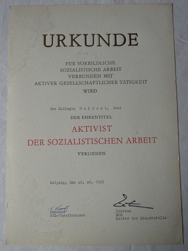 Ddr urkunde aktivist der - aktivist,