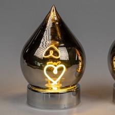 LED Deko Licht MAGIC mit Herz H. 15cm schwarz silber mit Timer Formano