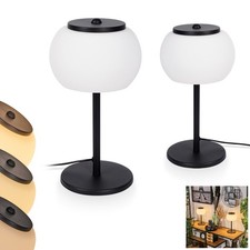 HOFSTEIN Gizzi 2-er Set Tischleuchte Tischlampe Dimmbar Metall/Glas Schwarz/Weiß