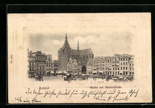 Rostock markt mit geschäften - rostock,,