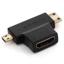 deleyCON mini + micro HDMI DUAL Adapter - HDMI Buchse zu mini + micro Stecker