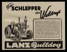 Alte Werbung Reklame 1942 Der Schlepper von Weltruf LANZ Bulldog Traktor Trecker