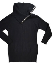 Pullover lang Tunika Bonprix  Damen Pullover  Strick Langarm Schwaz Gr. 40/42