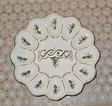 Eierteller, Eierteller mit Bügel,rund,Blumenmotiv, Goldrand, Geschenk, Neu