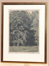 Hans von Volkmann. Am Waldrand. Orig.- Farblithografie. 1913. Signiert. Gerahmt.