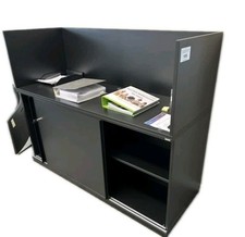 VARIO BÜRO SIDEBOARD Raumteiler m. Regalaufsatz  Schiebetür abschließbar Schwarz