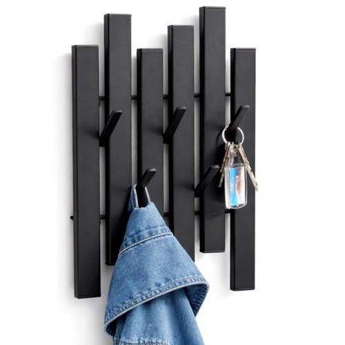 Garderobe wand schwarz - schwarz, metall