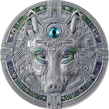 2025 United Crypto States 1000 Satoshi Techno Totem - The Wolf  2 Oz Silber