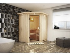 Elementsauna Karibu Callinan inkl. 9 kW Ofen u.integr.Steuerung mit Dachkranz un