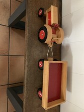 Vintage DDR Holztrecker mit Anhänger 61cm lang