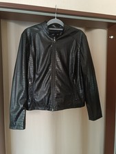 C&A Lederjacke schwarz Schlangenoptik Kunstleder -Jacke Biker Gr. 48