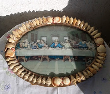 beleuchtete Bild letztes Abendmahl, gewölbtes Glas Muschelrahmen