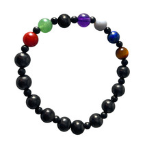 Schungit Chakra Armband 7 weitere Perlen Gesamt 20 Perlen 8mm stretch ca. 20cm