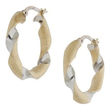 Creolen 585/ 14 K Bicolor Geschenk Gelbgoldschmuck Damen zweifarbig O01.3210