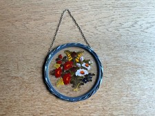 Fenster Bild, hinter Glasmalerei, Zinnrahmen,guter Zustand,Blumen Motiv,vintage