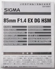 Bedienungsanleitung Sigma 85mm