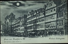 Judaika Mondschein Ak Frankfurt am Main, Frühere Judengasse, Synagoge - 10850019