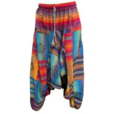 Haremshose, Patchwork-Design, Baumwolle, Mehrfarbig mit Sonnenblumen-Motiv, Elas