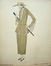 Jugendstil Mode echte Graphik 1922 Gazette du Bon Ton Pochoir Croquis Nr. XXIX