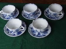 5 Kaffeetassen  Stadt Meißen Teichert  Zwiebelmuster handbemalt