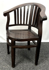 1 von 2 Eckstuhl Kolonial Stil Massivholz Art Deco Vintage Büro Captainchair