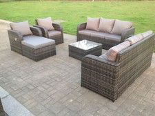 Fimous Grau Geflecht Rattan Gartenmöbel Lounge Sofa Relaxsessel Outdoor
