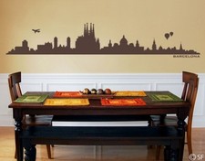 Wandtattoo Skyline Barcelona Spanien Wandaufkleber Wohnzimmer Wand-Deko uss039