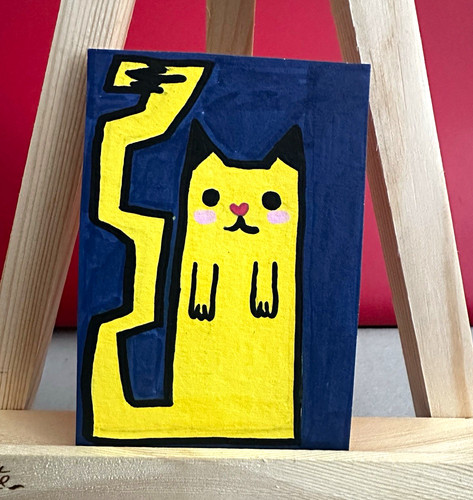 Aceo original kunstkarte katze - kunstkarte,