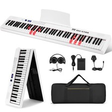 MUSTAR 88 Tasten Faltbares Klavier, Halbgewichtige Digital Piano, Weiß