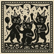 Katzen Linoldruck Linolschnitt