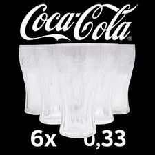 6x Coca Cola Softdrink Glas Kontur 0,3l Coke Gläser Relief Gravur Wave geeicht
