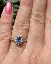 Zauberhafter vintage Ring aus 375/000 Gelbgold Saphir + 0,40ct  Brillanten B3329