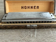 Alte Mundharmonika Hohner Chromonika III C im Original Holzkasten - sehr gut