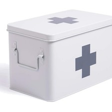 Medizin Box Metall Erste Hilfe Kasten Koffer Schrank 32cm Weiß - 1 Stück