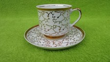 Chodziez Kaffeetasse mit Unterteller weiß Goldene Musterung