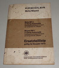 Teilekatalog / Ersatzteilliste Kreidler Mofa MF 4 / Moped MP 1 von 02/1970